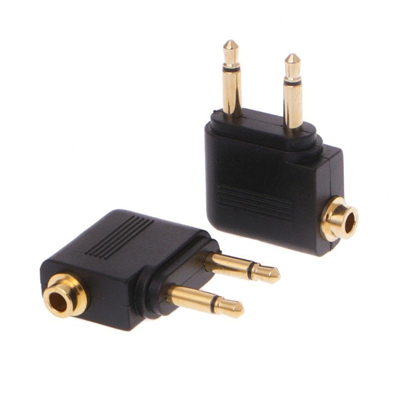 Earphone Splitter Jack - 1pc ゴールドニッケルメッキ飛行機 3.5 ミリメートル飛行機航空ヘッドフォンモノラルオーディオコンバータトラベルジャックプラグスプリッタアダプタ