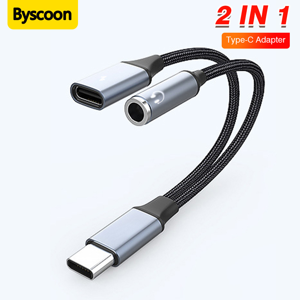 Earphone Splitter Jack - 2in1 Type-C to C 3.5mmオーディオジャックアダプター USB-Cケーブル