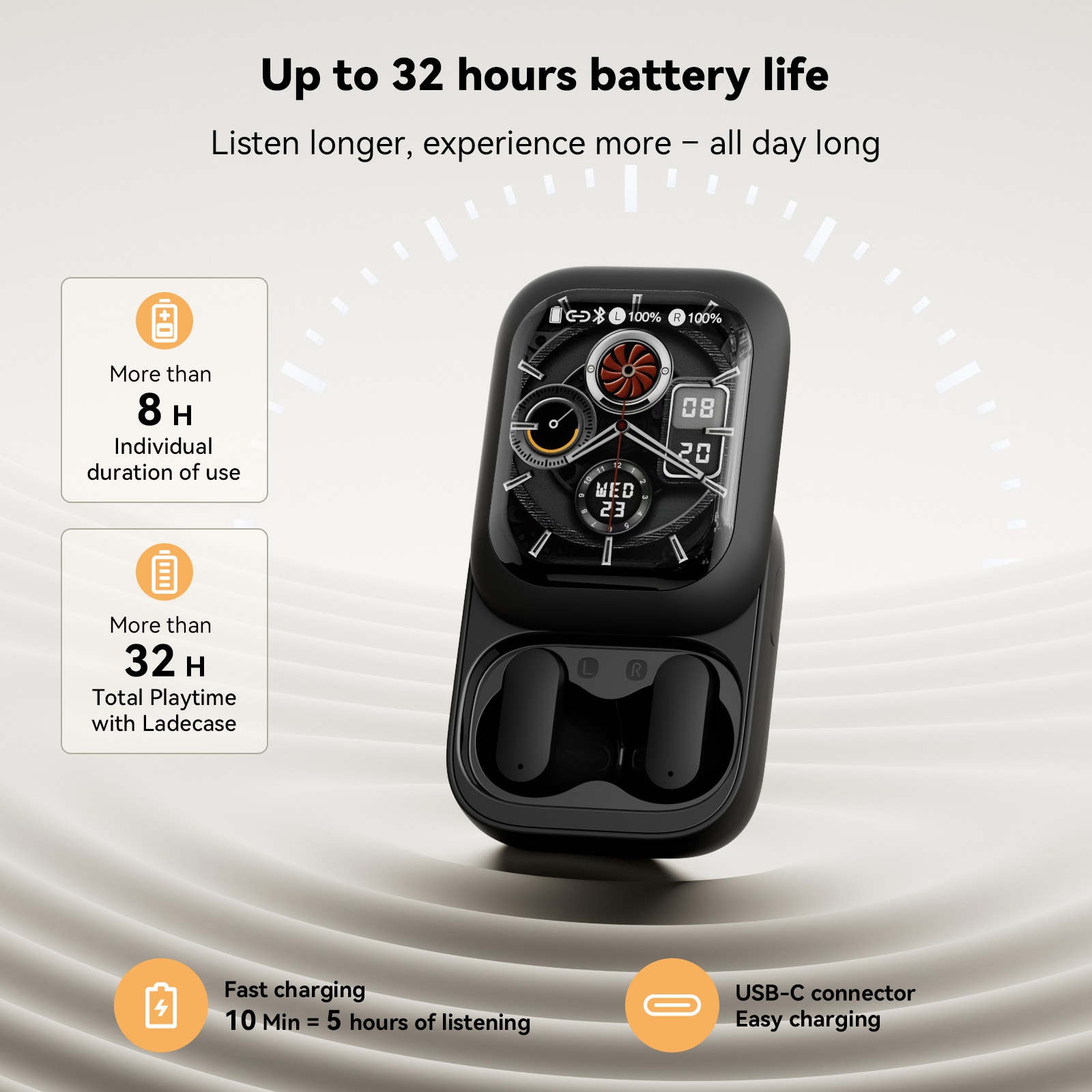 Wireless Earbuds Tws - ZNP N04 ワイヤレスBluetoothイヤホン、AI音声翻訳機能搭載、多言語対応、スマートタッチスクリーン、TWS、ENCノイズキャンセリング、重低音、Hi-Fiヘッドホン。