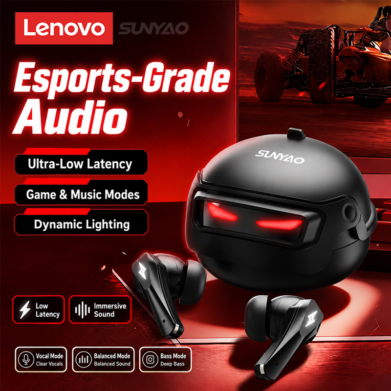 Bluetooth Headset On Ear - Lenovo GT101 ゲーミングヘッドセット、ワイヤレスBluetooth 6.0、ゲームモード対応、低遅延、ノイズキャンセリング、eスポーツ用ヘッドホン、新品