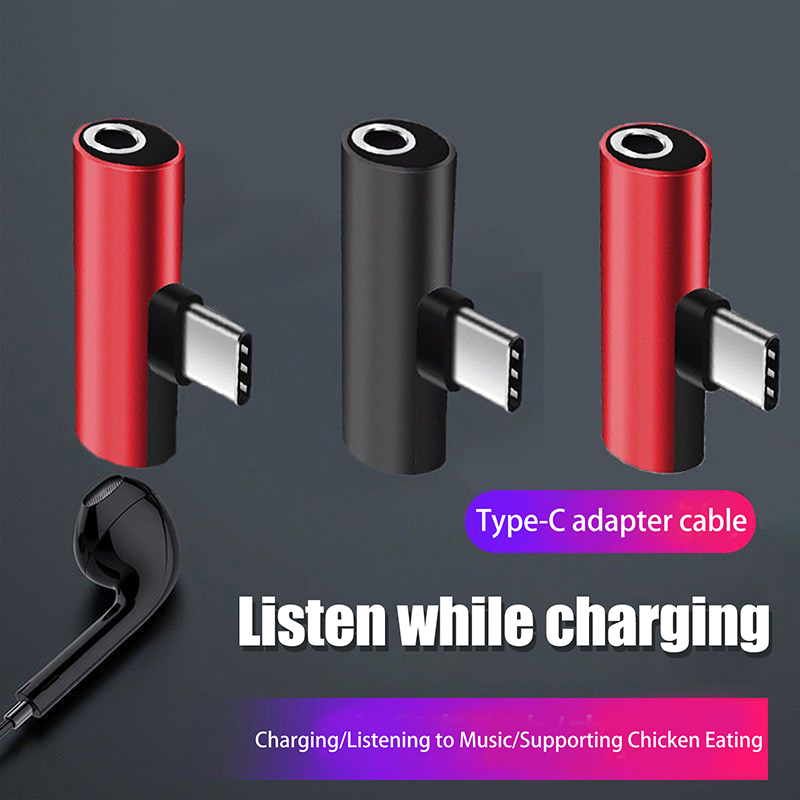 Earphone Splitter Jack - USB Type-C - 3.5mmヘッドホン変換アダプター（金属製）。充電・音楽再生・通話に対応。複数のスマートフォンモデルで使用可能。AUXオーディオジャック付き。