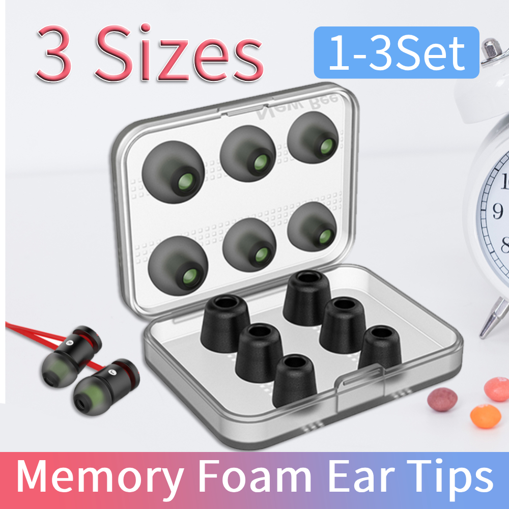 1-3セットのメモリーフォームイヤーチップ（ケース付き）、ノ - Earphone Foam Tip のレビューと価格
