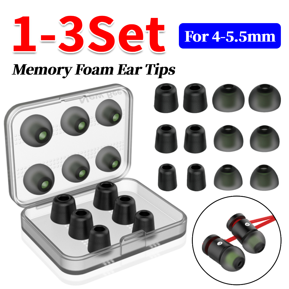 1-3セットのメモリーフォームイヤーチップ（ケース付き）、ノ - Earphone Foam Tip のレビューと価格